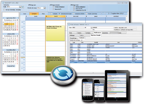 Un CRM pour les cadres nomades. L'extension CRM Nomade de l'ERP Wavesoft permet de travailler en mode synchronisé oudéconnecté : agendas et emails, suivi des opportunités, création/modification des offres et commandes, etc