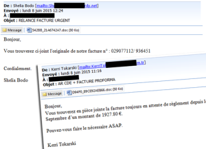 2 exemples de mails contenant le cheval de Troie Drixed