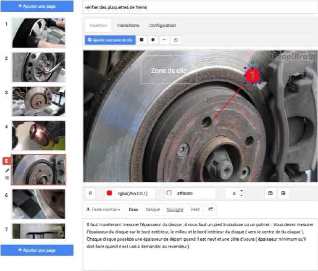 Exemple d'un manuel de maintenance avec zone de clic