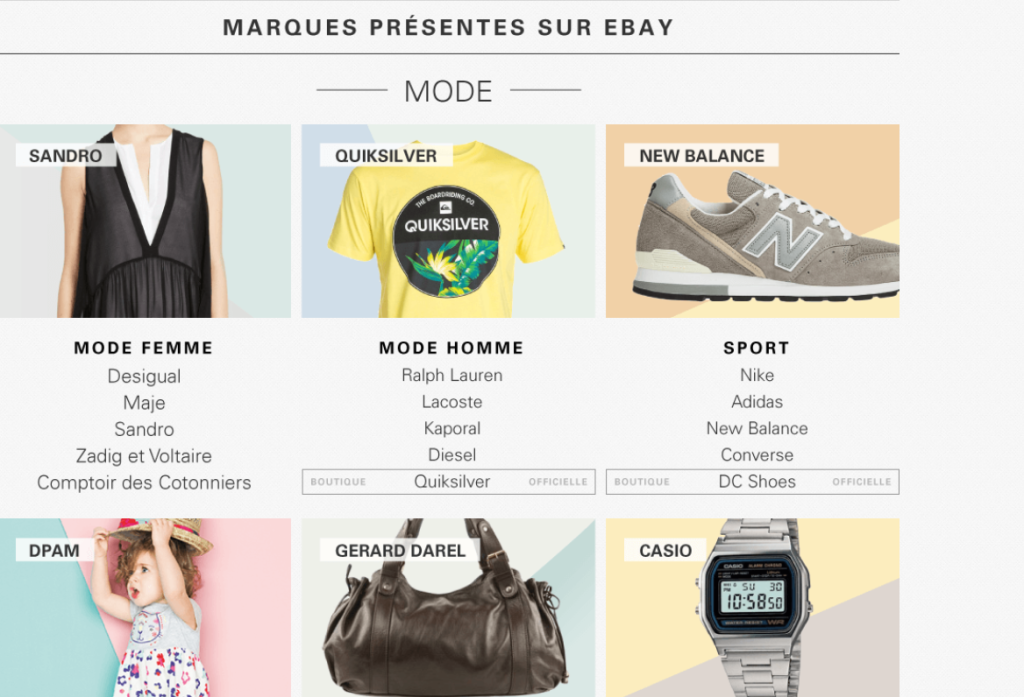 eBay, Le coin des marques