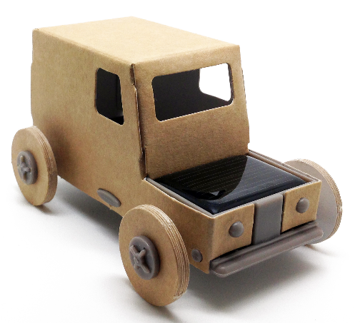 Autogami, une petite voiture en carton qui roule à l’énergie solaire. 13 euros environ