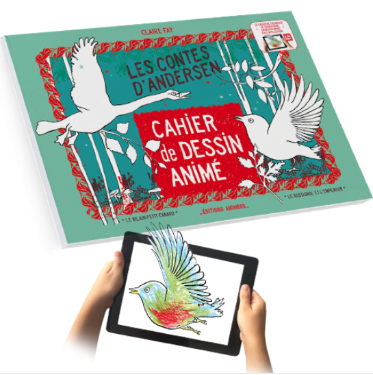 Cahier de Dessin Animé – Les Contes d’Andersen, un cahier de coloriage qui se transforme en dessin animé via l’app BlinkBook. 18 euros environ