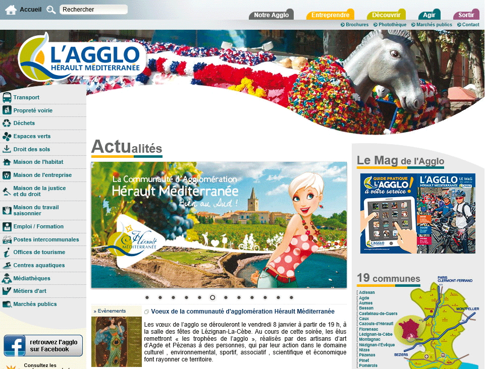 Le site Agglo Hérault Mediterranée