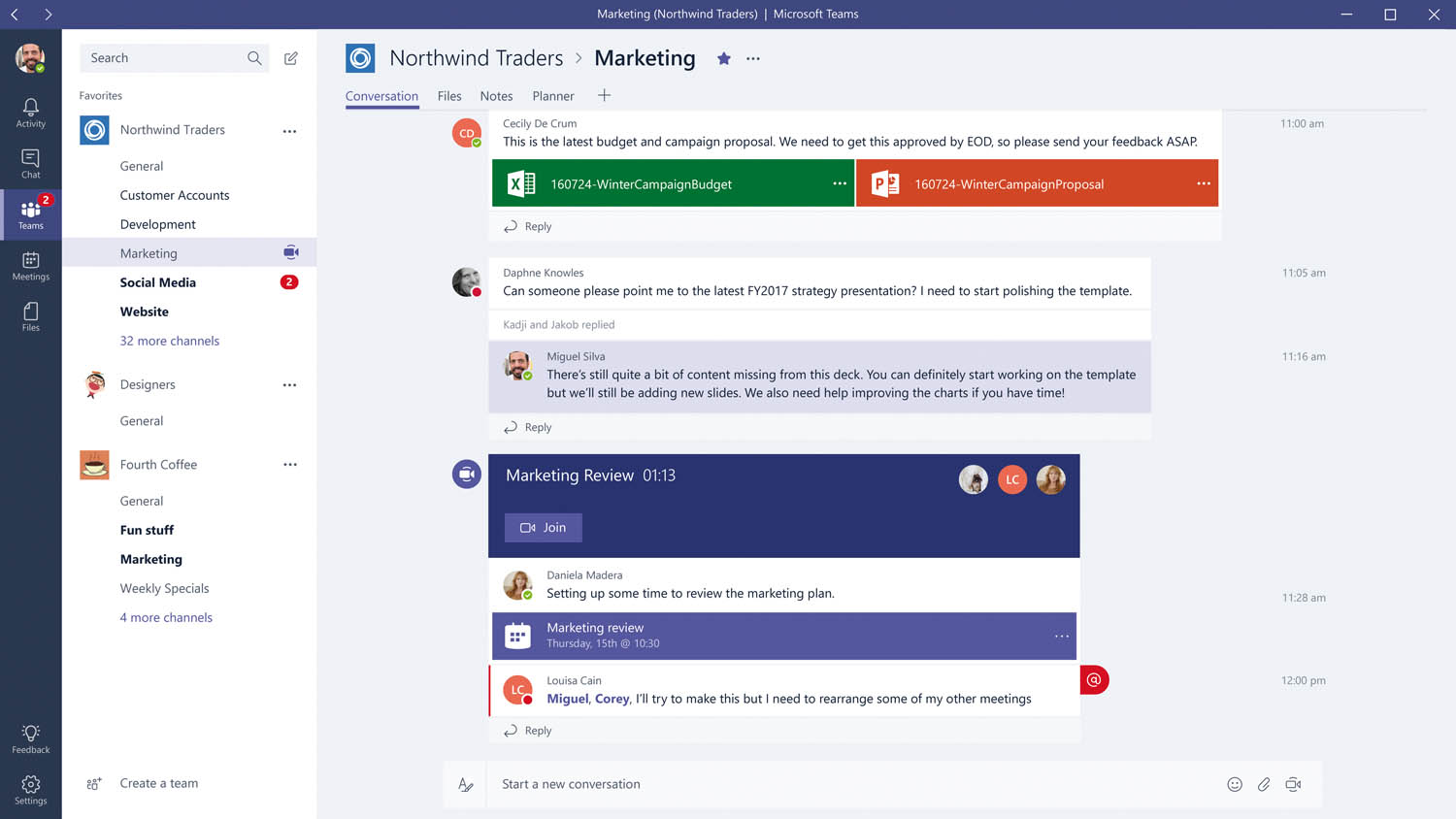 Microsoft Teams. Afin de proposer son nouveau service collaboratif Teams dans Office 365, plutôt que de racheter Slack, Microsoft a tout simplement copié le service de la startup. Le service propose de centraliser, dans un seul espace personnalisé et sécurisé, l’ensemble des contacts, conversations et messages d’un même collaborateur.