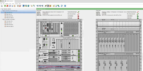 La console DCIM surveille les charges réseaux et la température de chaque rack du datacenter.