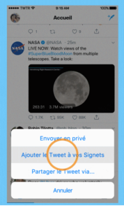 jouter un tweet à un signet