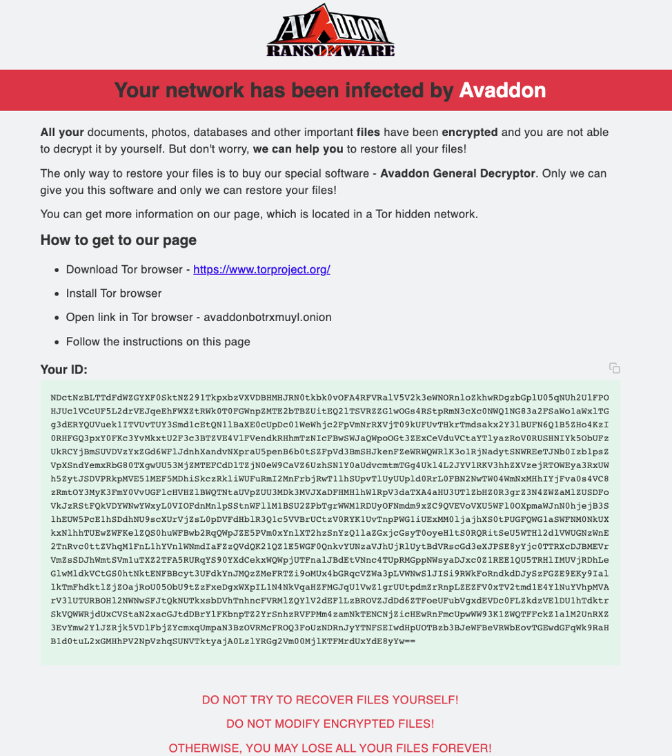 Le ransomware Abaddon