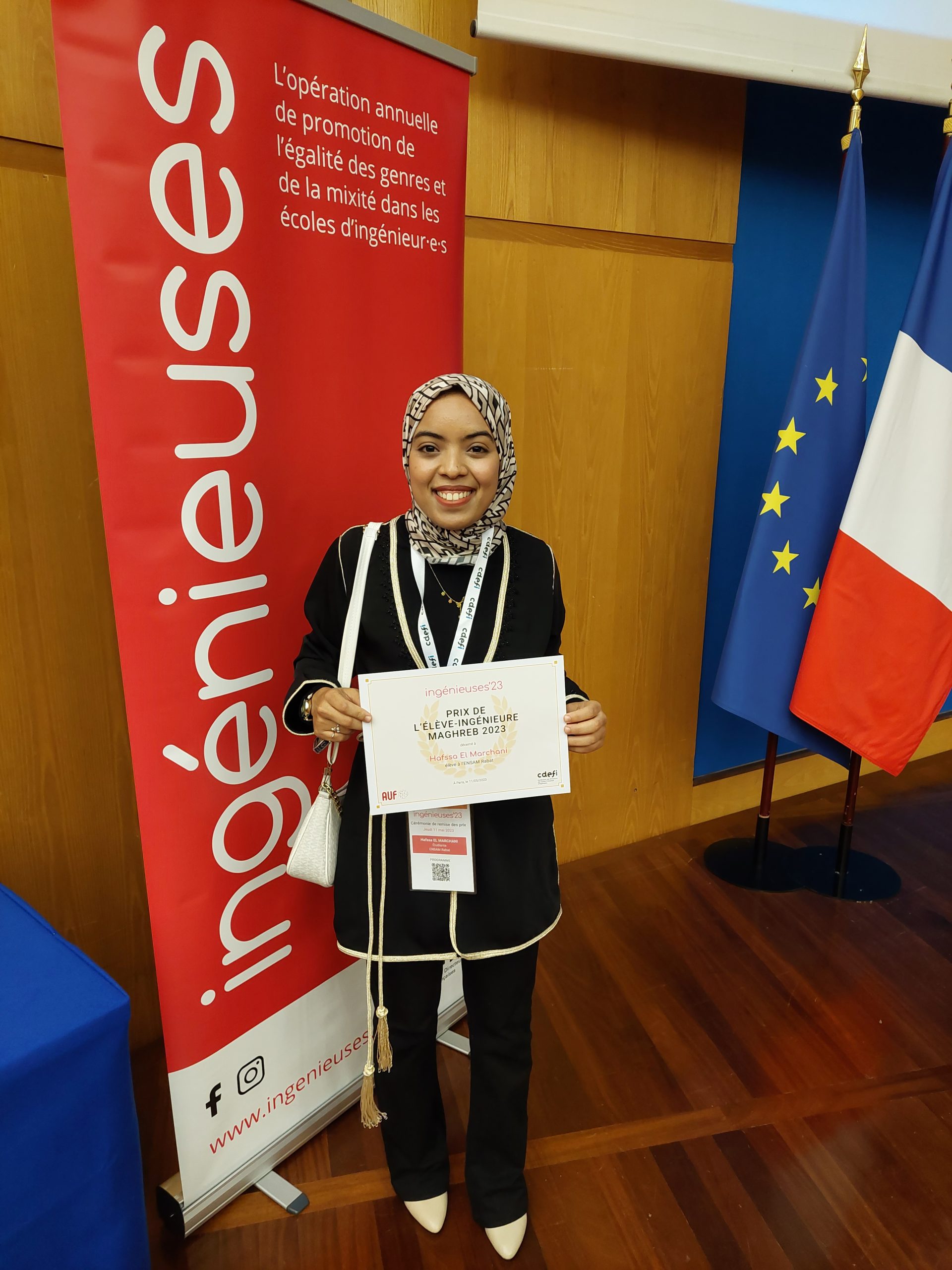 Hafssa El Marchani, lauréate du prix Ingénieuses de l’élève-ingénieure Maghreb. Crédit: Stéphanie Masson